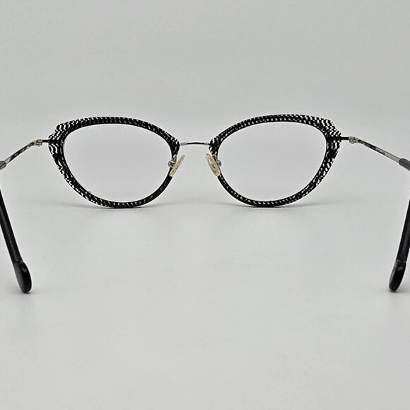 L.A. Eyeworks Walnut Cat Eye Sparkle Net Shiny Silver Eyeglasses Frame w/ Case - Picture 5 of 16
